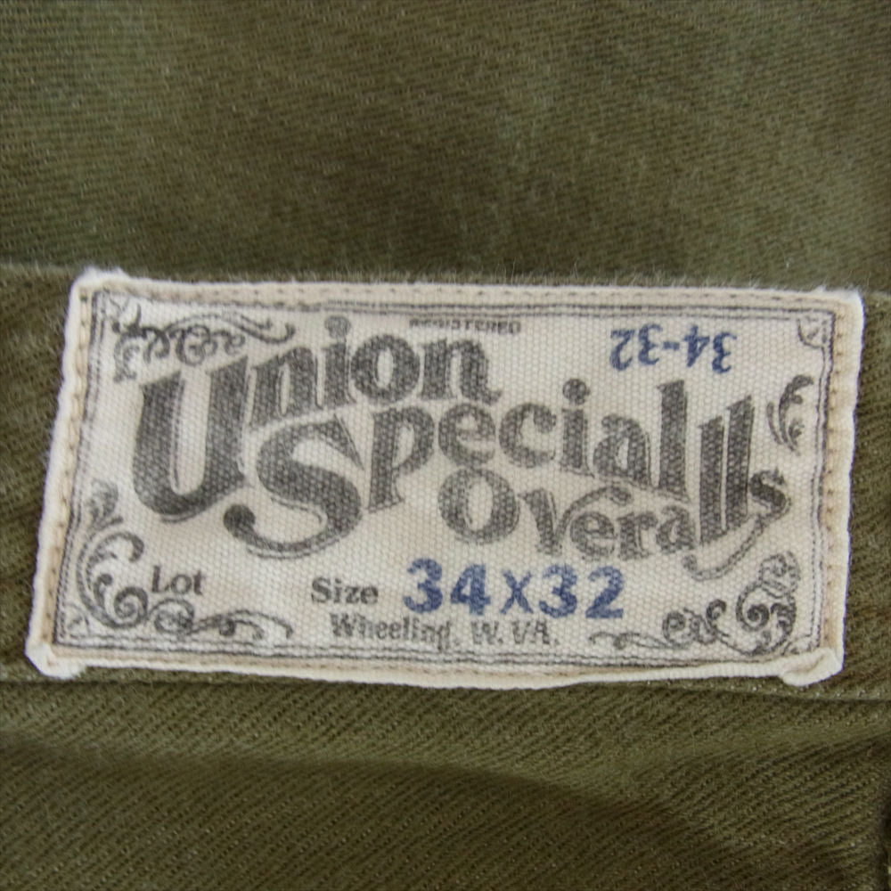 FREEWHEELERS フリーホイーラーズ UNION SPECIAL OVERALLS GREASE MONKEY グリースモンキー ダブルニーペインターパンツ カーキ系 34【中古】