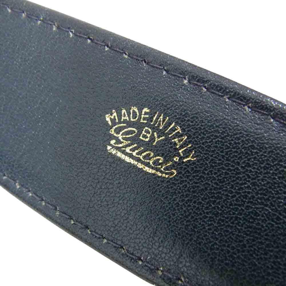 GUCCI グッチ ホースGバックル GGキャンバス レザー切替 ベルト ネイビー系【中古】