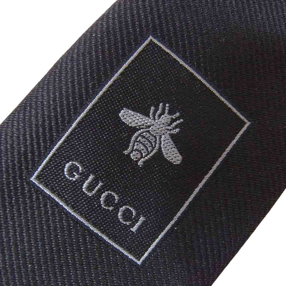 GUCCI グッチ スネーク エンブロイダリー ネクタイ ブラック系【極上美品】【中古】