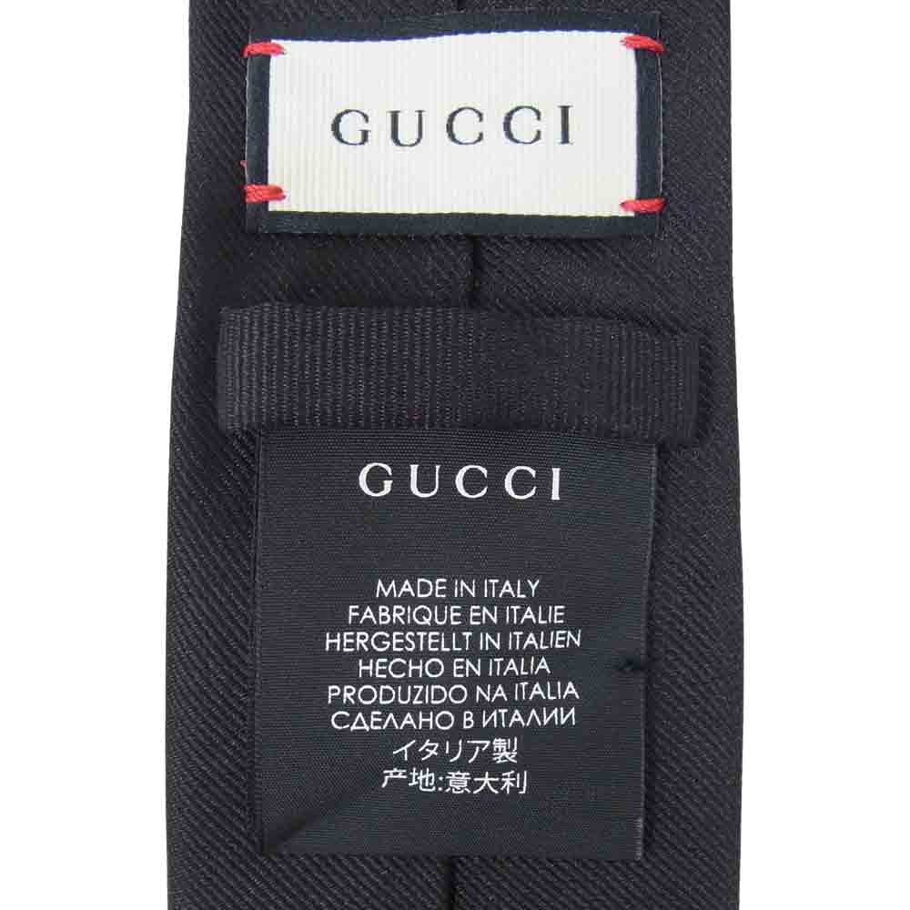 GUCCI グッチ スネーク エンブロイダリー ネクタイ ブラック系【極上美品】【中古】