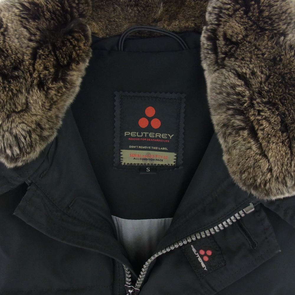 PEUTEREY ピューテリー 47283018 B品  国内正規品 HURRICANE ハリケーン 襟ラビットファー ダウンジャケット ブラック系 S【中古】