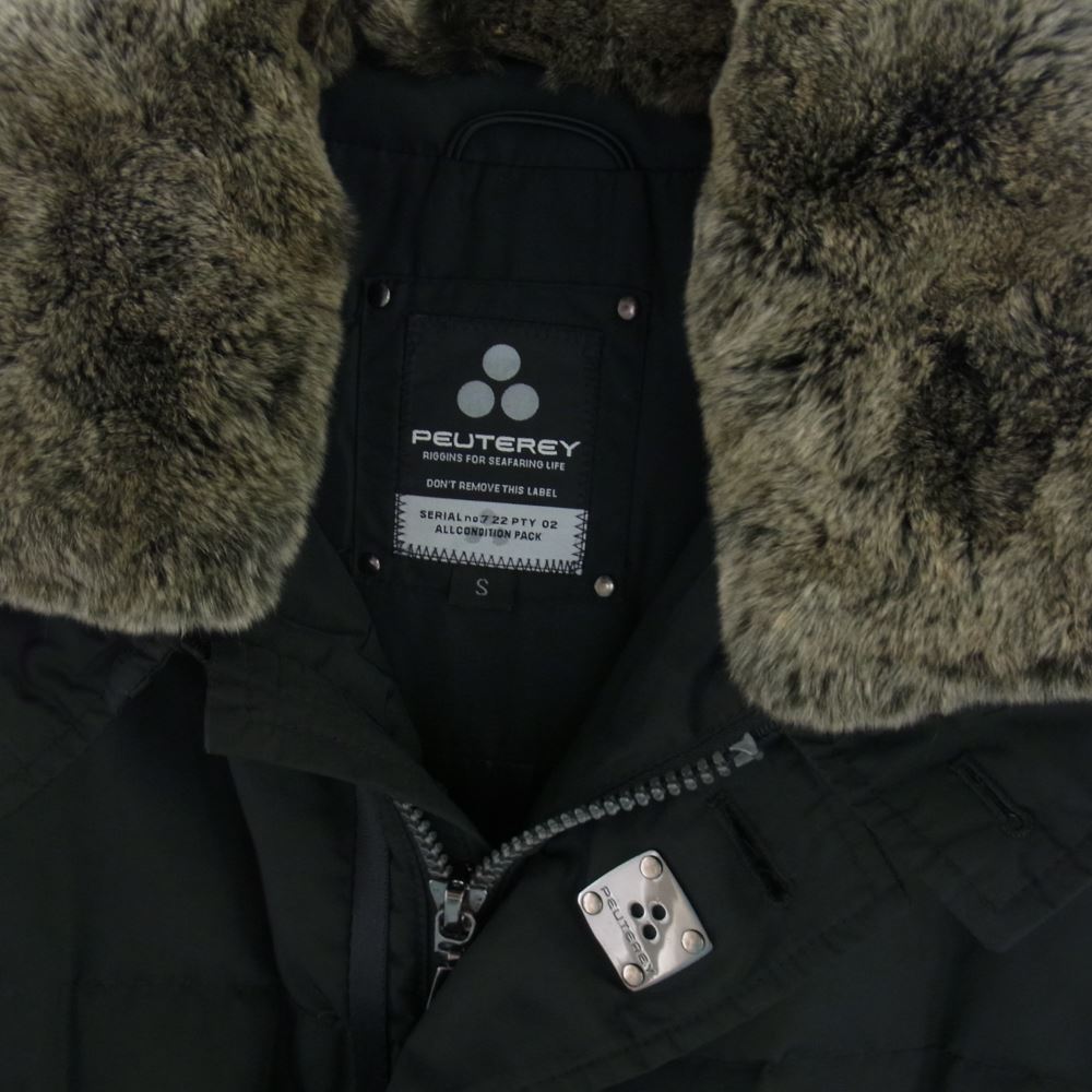 PEUTEREY ピューテリー 47293105 国内正規品 HURRICANE ハリケーン 襟ラビットファー ダウンジャケット ブラック系 S【中古】