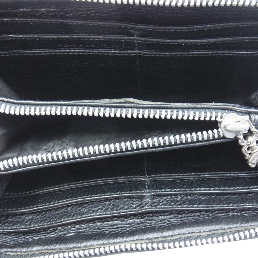 CHROME HEARTS クロムハーツ（原本無） REC F ZIP QUILTED セメタリークロス キルティング レザー ウォレット 財布 ブラック系【中古】