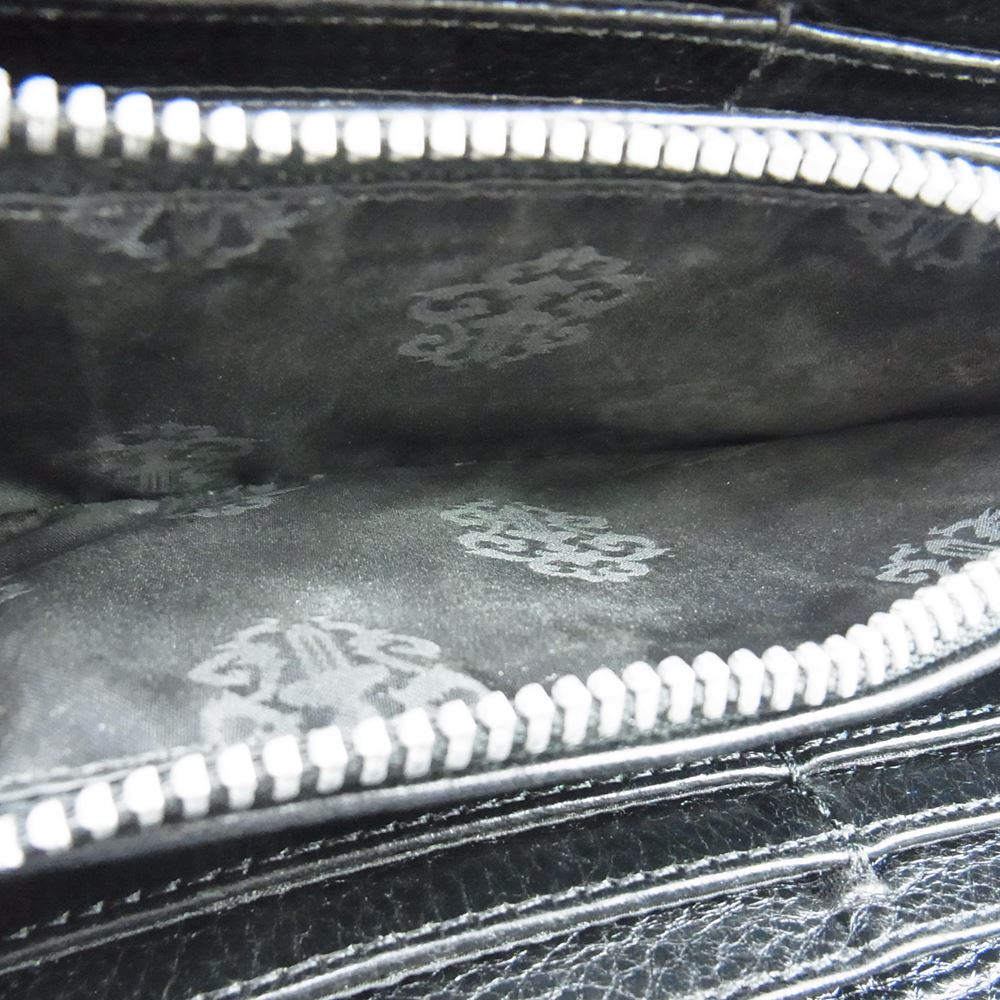 CHROME HEARTS クロムハーツ（原本無） REC F ZIP QUILTED セメタリークロス キルティング レザー ウォレット 財布 ブラック系【中古】