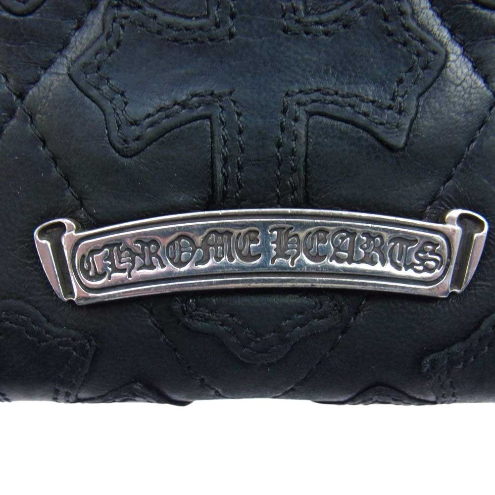CHROME HEARTS クロムハーツ（原本無） REC F ZIP QUILTED セメタリークロス キルティング レザー ウォレット 財布 ブラック系【中古】