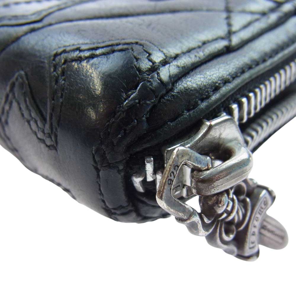 CHROME HEARTS クロムハーツ（原本無） REC F ZIP QUILTED セメタリークロス キルティング レザー ウォレット 財布 ブラック系【中古】