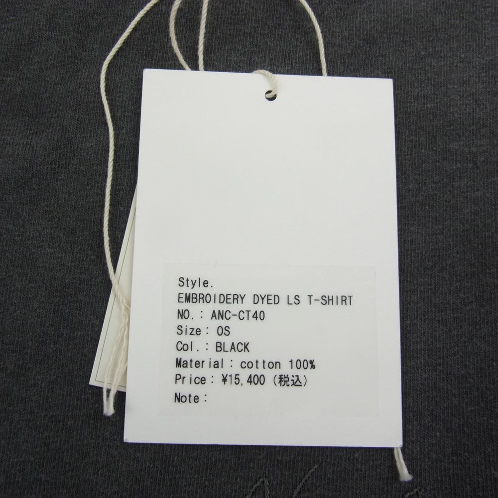 アンセルム ANC-CT40 EMBROIDERY DYED LS T-SHIRT BLACK エンブロイダリー ダイド Tシャツ ロングスリーブ ロンT ブラック ブラック系 OS【新古品】【未使用】【中古】