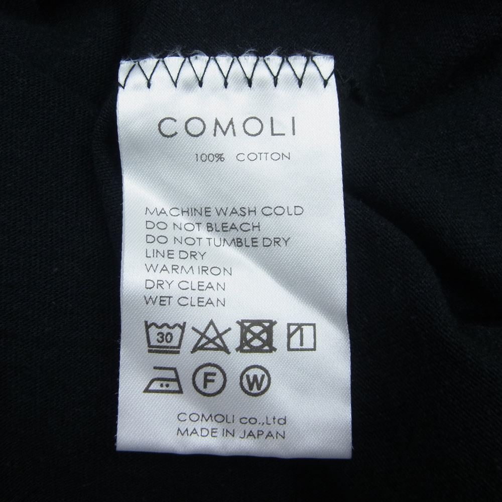 COMOLI コモリ 23AW Y03-05024 空紡天竺 長袖 Tシャツ ロングスリーブ ロンT ブラック系 2【極上美品】【中古】