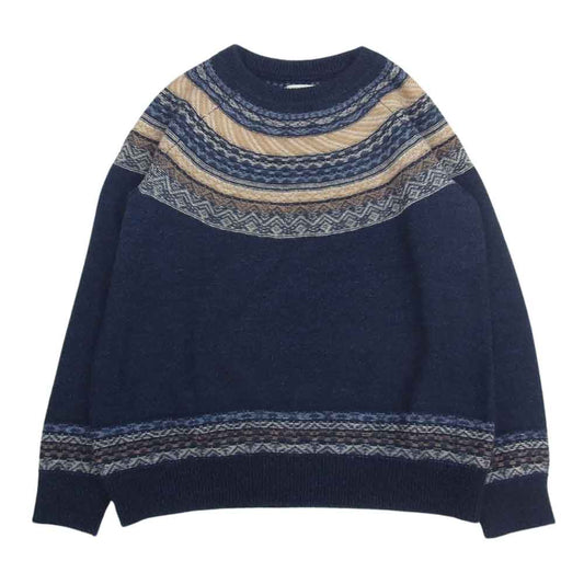 オールドジョー 162KN04 INDIGO MOHAIR NORDECK SWEATER インディゴ モヘア ノルディック セーター ニット ネイビー系 40【中古】
