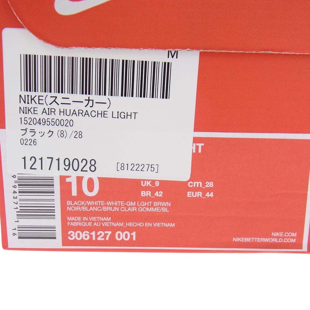 NIKE ナイキ 306127-001 AIR HUARACHE LIGHT エアハラチライト スニーカー ブラック系 28cm【新古品】【未使用】【中古】