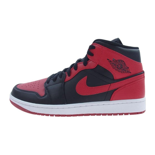 NIKE AIR JORDAN ナイキ ジョーダン 554724-074 1 Mid Bred AJ1 ミッド ブレッド スニーカー ブラック系 レッド系 28cm【美品】【中古】