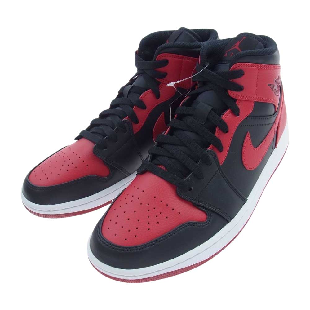 NIKE AIR JORDAN ナイキ ジョーダン 554724-074 1 Mid Bred AJ1 ミッド ブレッド スニーカー ブラック系 レッド系 28cm【美品】【中古】