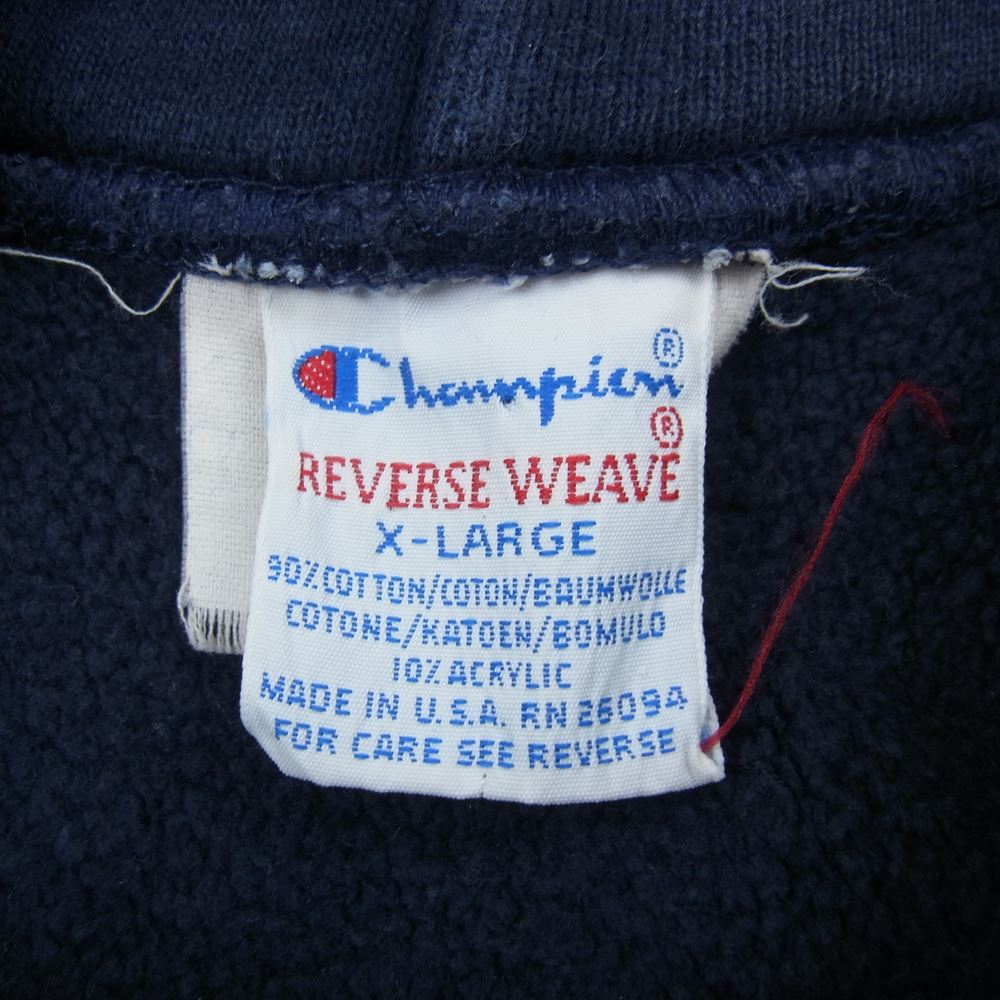Champion チャンピオン USA製 90s REVERSE WEAVE リバースウィーブ 刺繍タグ vintage ヴィンテージ パーカー スウェット ネイビー系 XL【中古】
