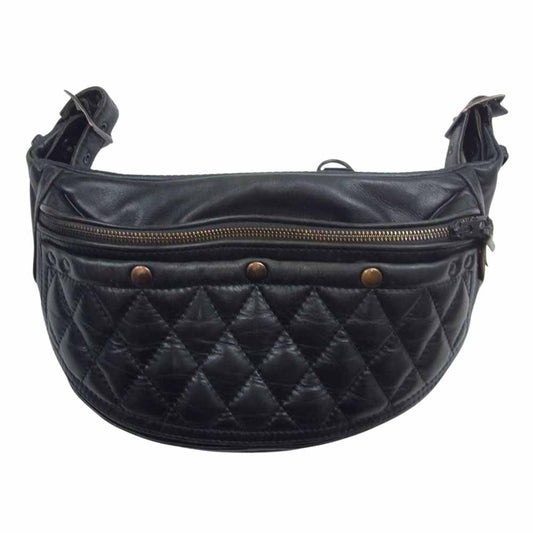 KADOYA カドヤ HFG BAG PTD レザー キルティング ボディ ショルダー バッグ ブラック系【中古】