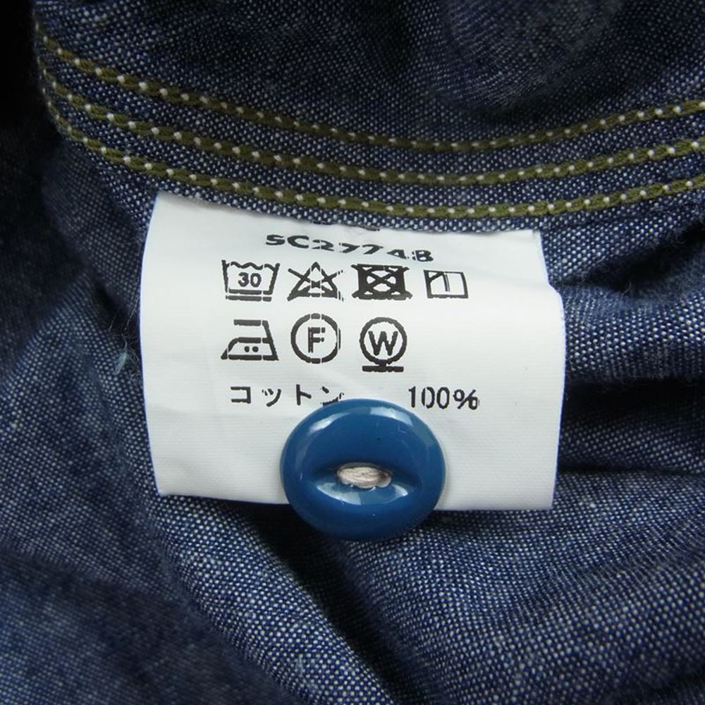 SUGAR CANE シュガーケーン SC27748 シャンブレー 長袖 ワーク シャツ ブルー インディゴブルー系 M【中古】