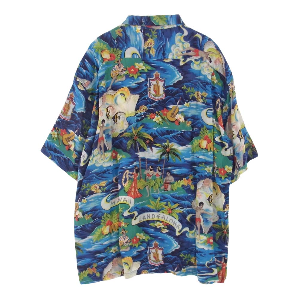 SUN SURF サンサーフ SS39059 SPECIAL EDITION LAND OF ALOHA レーヨン 半袖 アロハシャツ ブルー系 マルチカラー系 XL【美品】【中古】