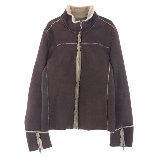CHROME HEARTS クロムハーツ（原本無） ダガージップ レザー ムートン ボア ジャケット ブラウン系 L【中古】