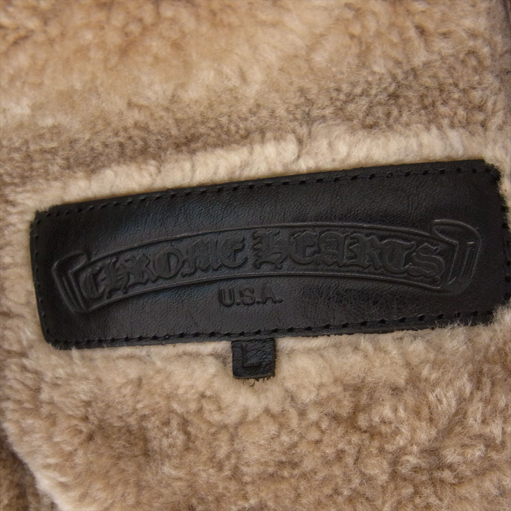CHROME HEARTS クロムハーツ（原本無） ダガージップ レザー ムートン ボア ジャケット ブラウン系 L【中古】