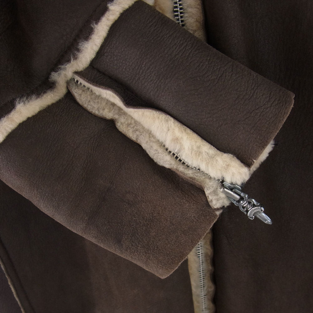 CHROME HEARTS クロムハーツ（原本無） ダガージップ レザー ムートン ボア ジャケット ブラウン系 L【中古】