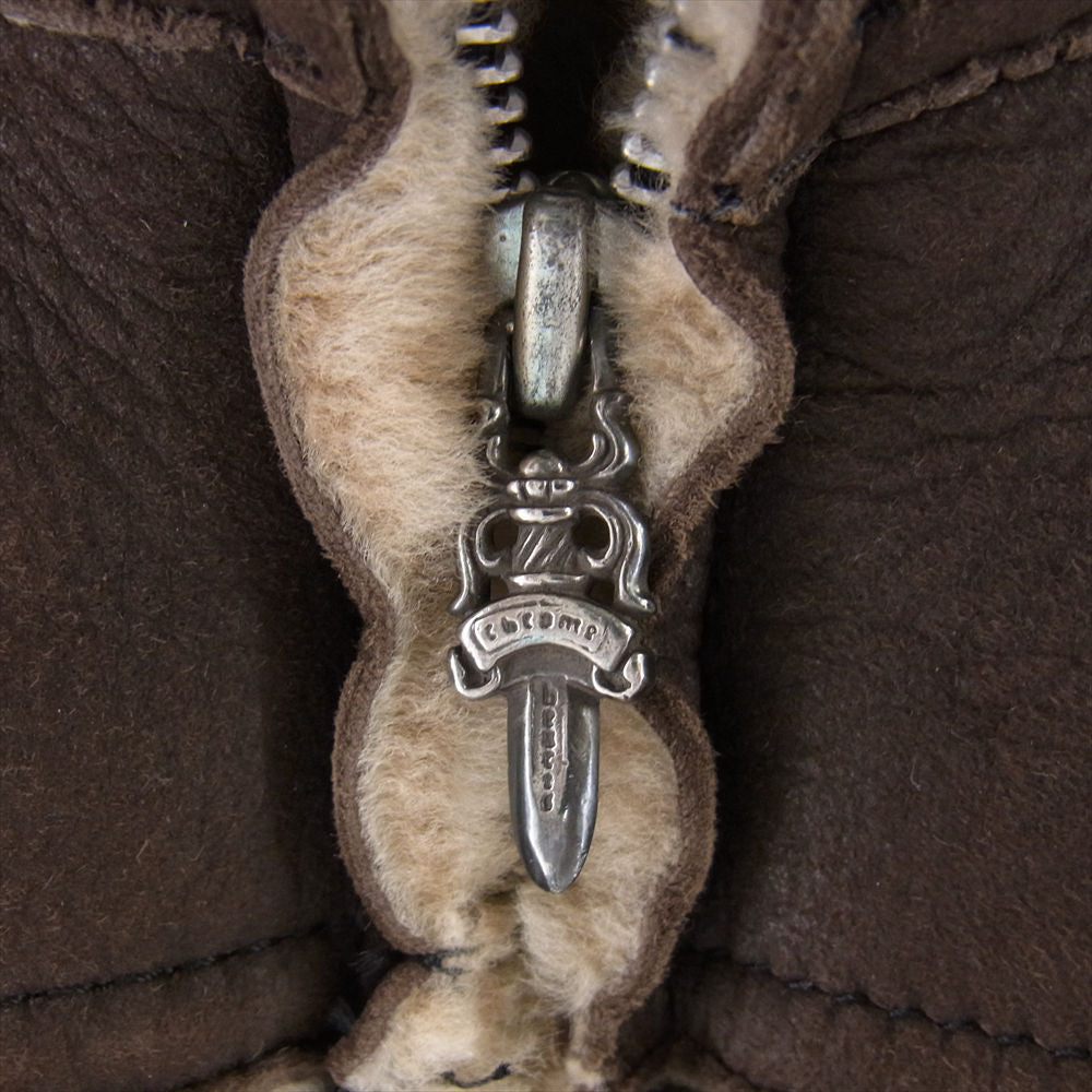 CHROME HEARTS クロムハーツ（原本無） ダガージップ レザー ムートン ボア ジャケット ブラウン系 L【中古】