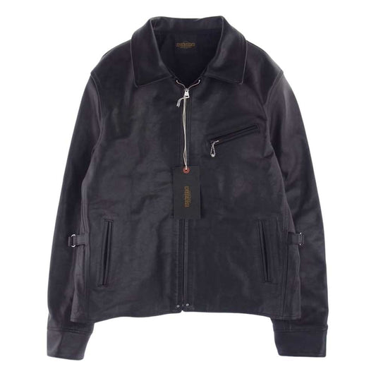 FINE CREEK LEATHERS ファインクリークレザー 23SS Top Field トップ フィールド 茶芯 ホースハイド レザー ライダース ジャケット ブラック系 42【極上美品】【中古】