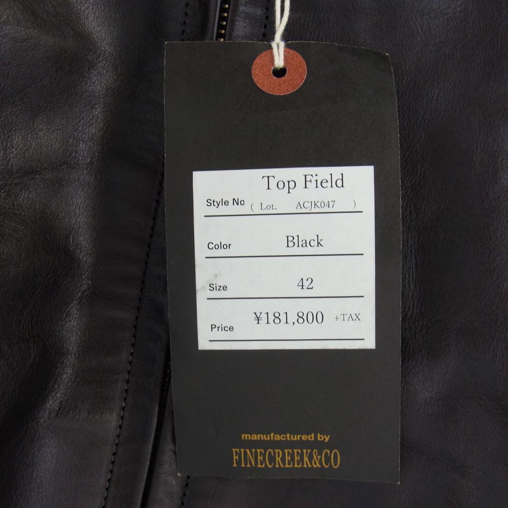 FINE CREEK LEATHERS ファインクリークレザー 23SS Top Field トップ フィールド 茶芯 ホースハイド レザー ライダース ジャケット ブラック系 42【極上美品】【中古】