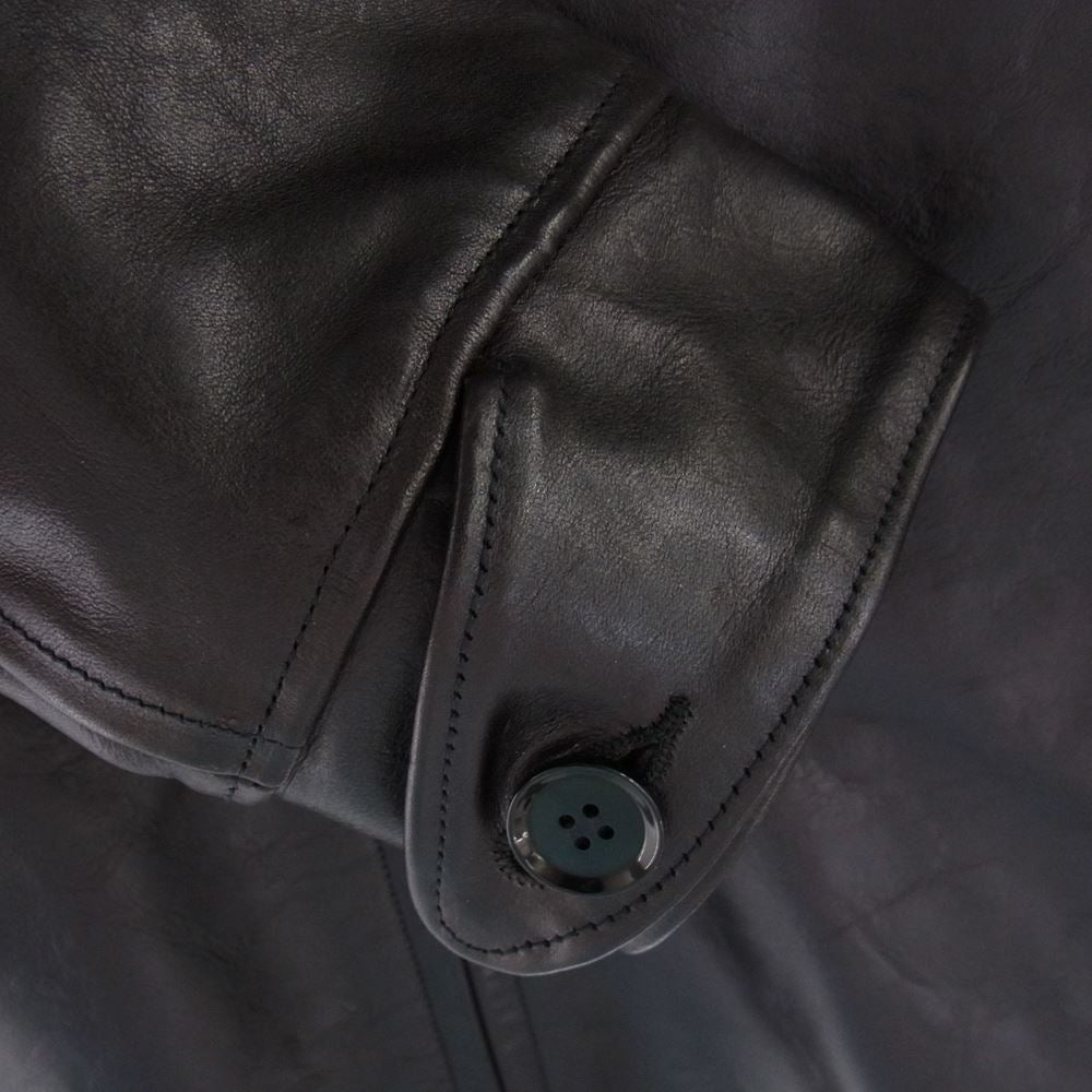 FINE CREEK LEATHERS ファインクリークレザー 23SS Top Field トップ フィールド 茶芯 ホースハイド レザー ライダース ジャケット ブラック系 42【極上美品】【中古】