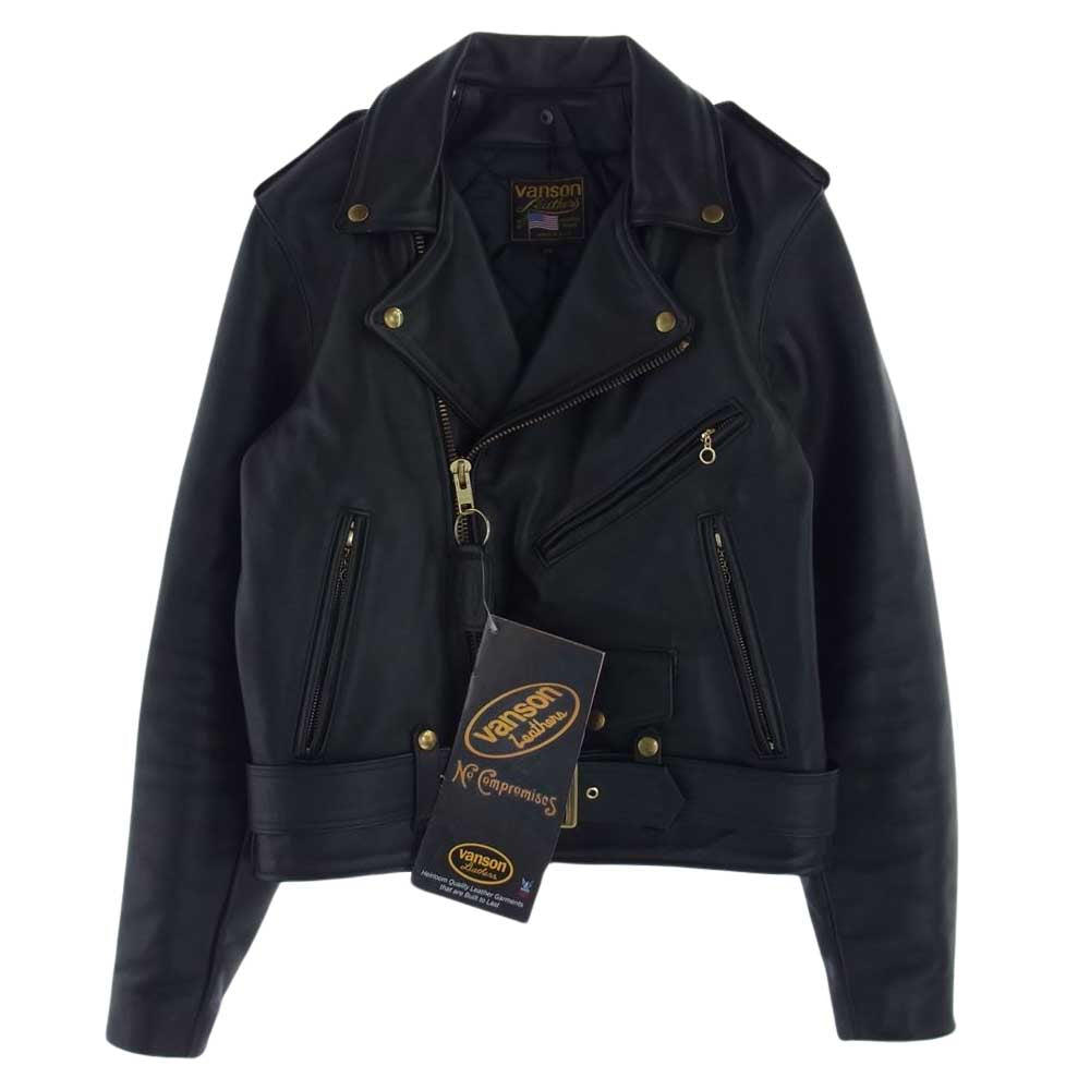 VANSON バンソン C2 ダブル ライダース ジャケット ブラック系 38【中古】