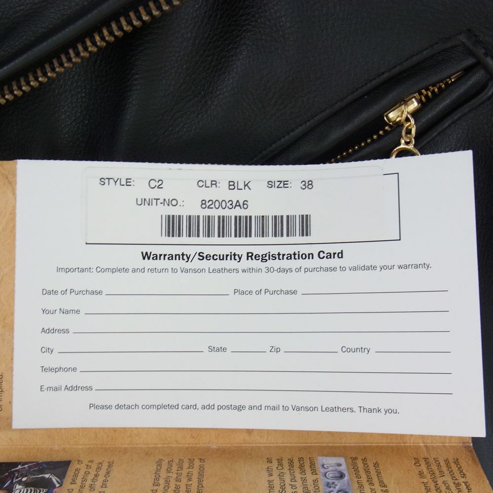 VANSON バンソン C2 ダブル ライダース ジャケット ブラック系 38【中古】