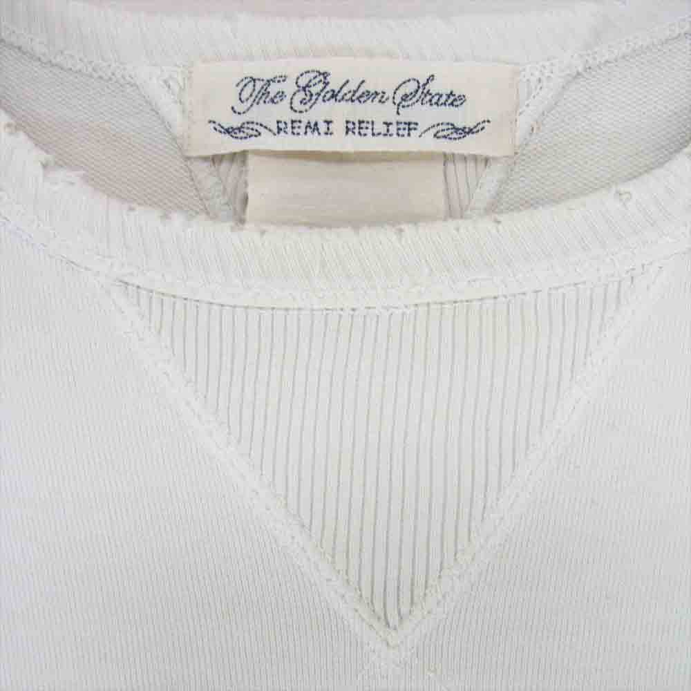REMI RELIEF レミレリーフ 両V ユーズド加工 ダメージ加工 半袖 スウェット Tシャツ ホワイト系 XL【中古】