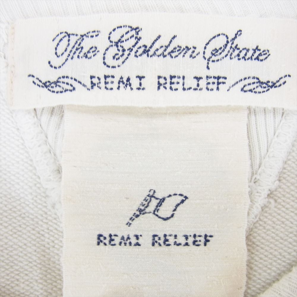 REMI RELIEF レミレリーフ 両V ユーズド加工 ダメージ加工 半袖 スウェット Tシャツ ホワイト系 XL【中古】