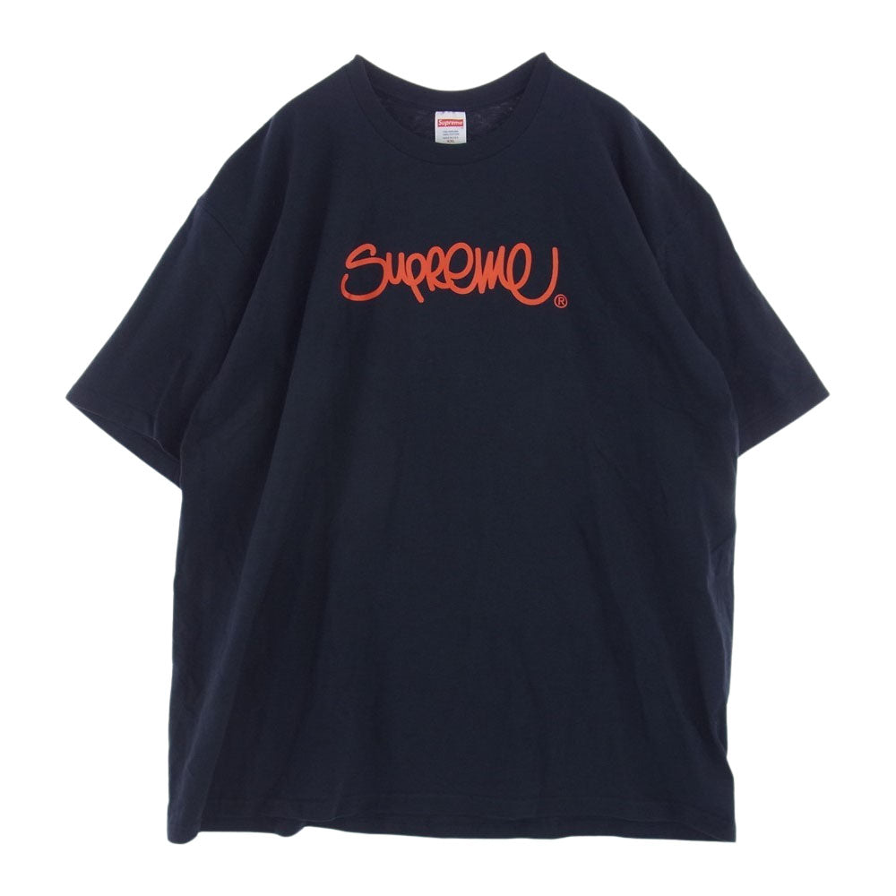 Supreme シュプリーム 22SS Handstyle Tee ハンドスタイル ロゴ プリント Tシャツ ネイビー系 XXL【中古】
