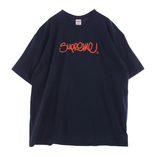 Supreme シュプリーム 22SS Handstyle Tee ハンドスタイル ロゴ プリント Tシャツ ネイビー系 XXL【中古】