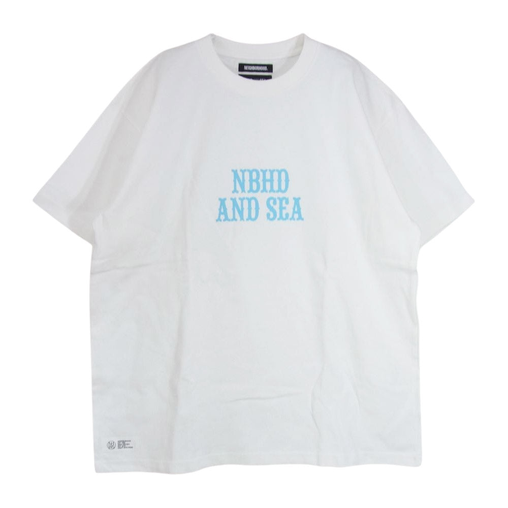 NEIGHBORHOOD ネイバーフッド 22AW 221FRWSN-STM02S × WIND AND SEA ウィンダンシー フロントロゴ プリント Tシャツ ホワイト系 XL【新古品】【未使用】【中古】