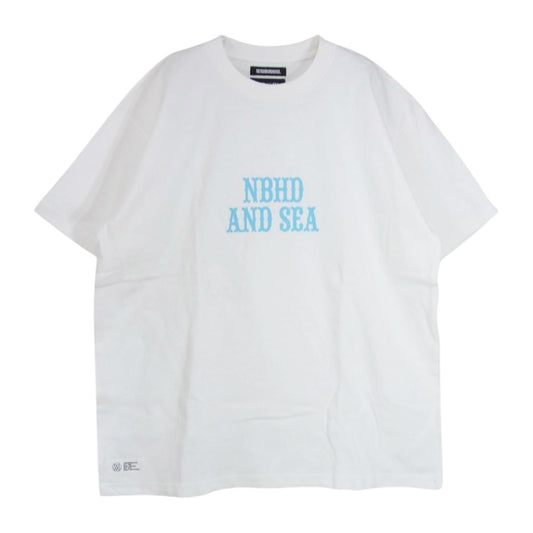 NEIGHBORHOOD ネイバーフッド 22AW 221FRWSN-STM02S × WIND AND SEA ウィンダンシー フロントロゴ プリント Tシャツ ホワイト系 XL【新古品】【未使用】【中古】