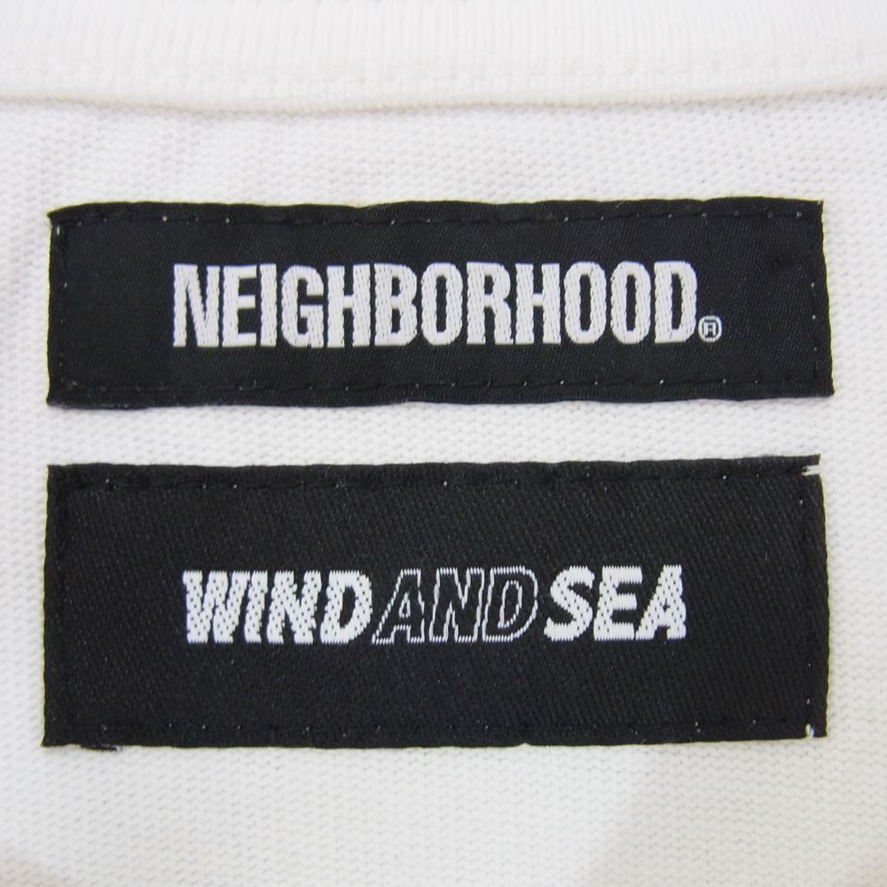 NEIGHBORHOOD ネイバーフッド 22AW 221FRWSN-STM02S × WIND AND SEA ウィンダンシー フロントロゴ プリント Tシャツ ホワイト系 XL【新古品】【未使用】【中古】