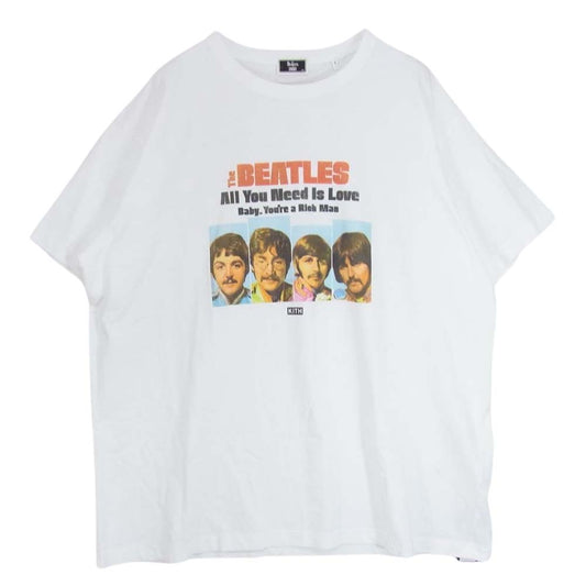 キス 23SS KHM031229-101 × The Beatles ビートルズ All You Need is Love V Tシャツ ホワイト系 XXL【新古品】【未使用】【中古】