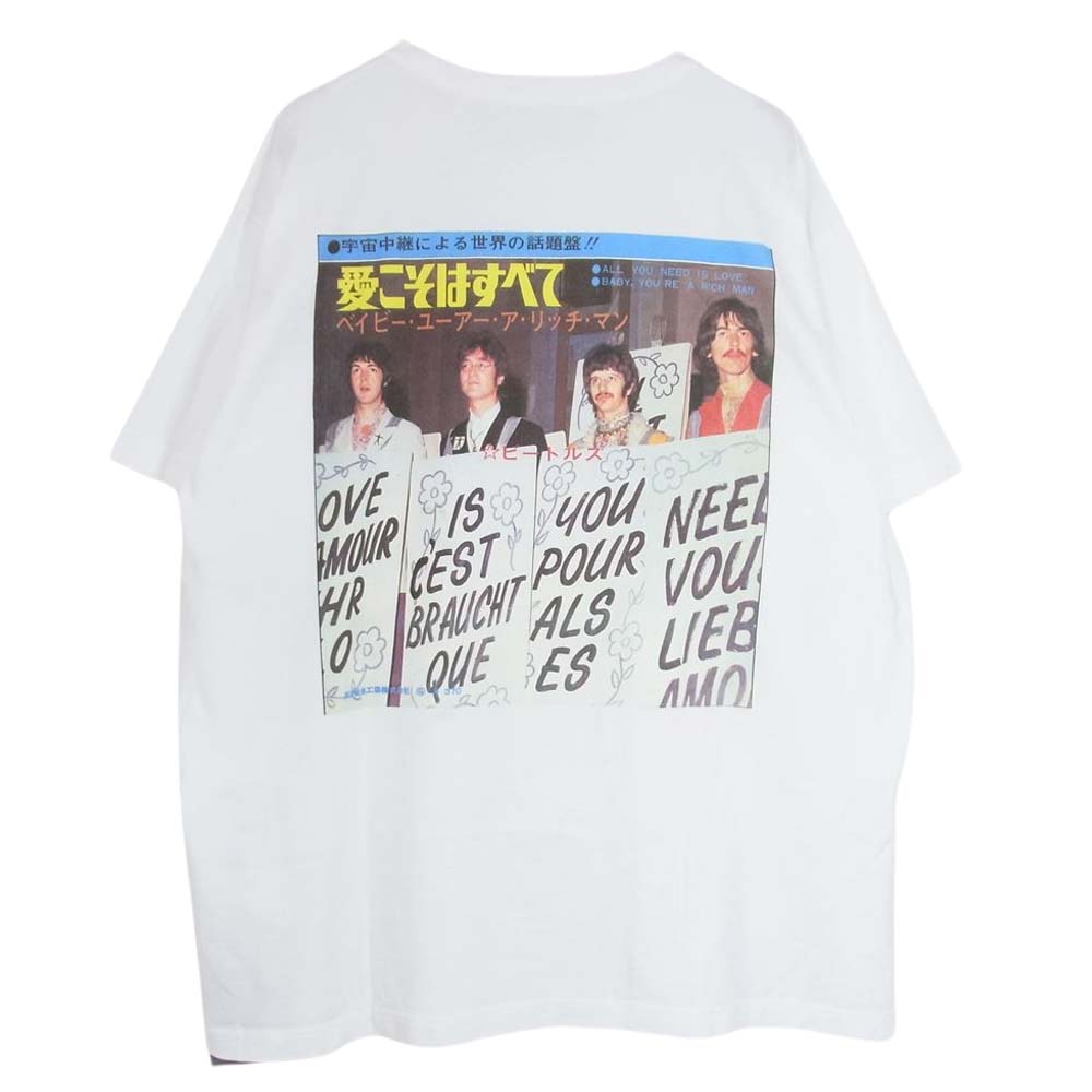 キス 23SS KHM031229-101 × The Beatles ビートルズ All You Need is Love V Tシャツ ホワイト系 XXL【新古品】【未使用】【中古】