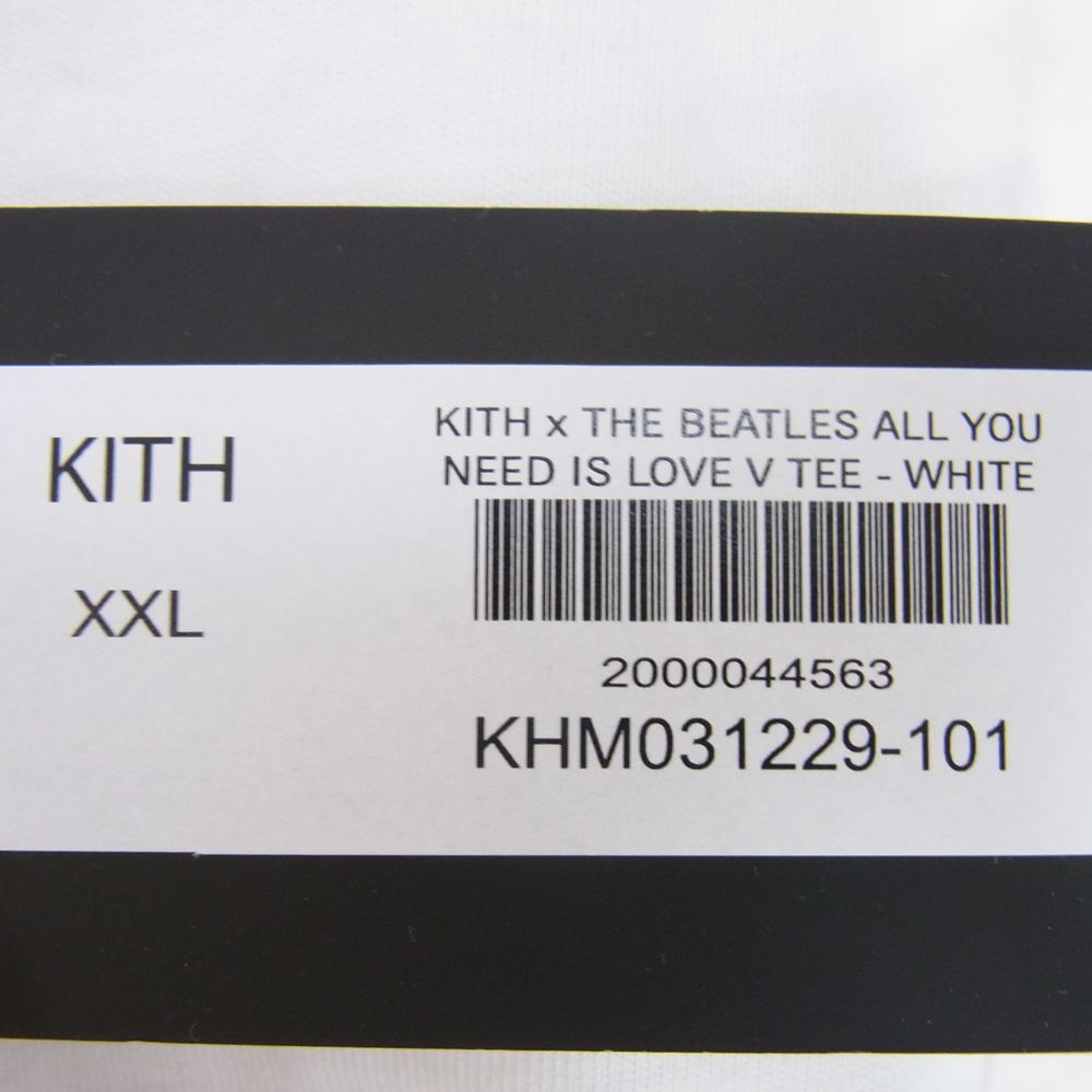 キス 23SS KHM031229-101 × The Beatles ビートルズ All You Need is Love V Tシャツ ホワイト系 XXL【新古品】【未使用】【中古】