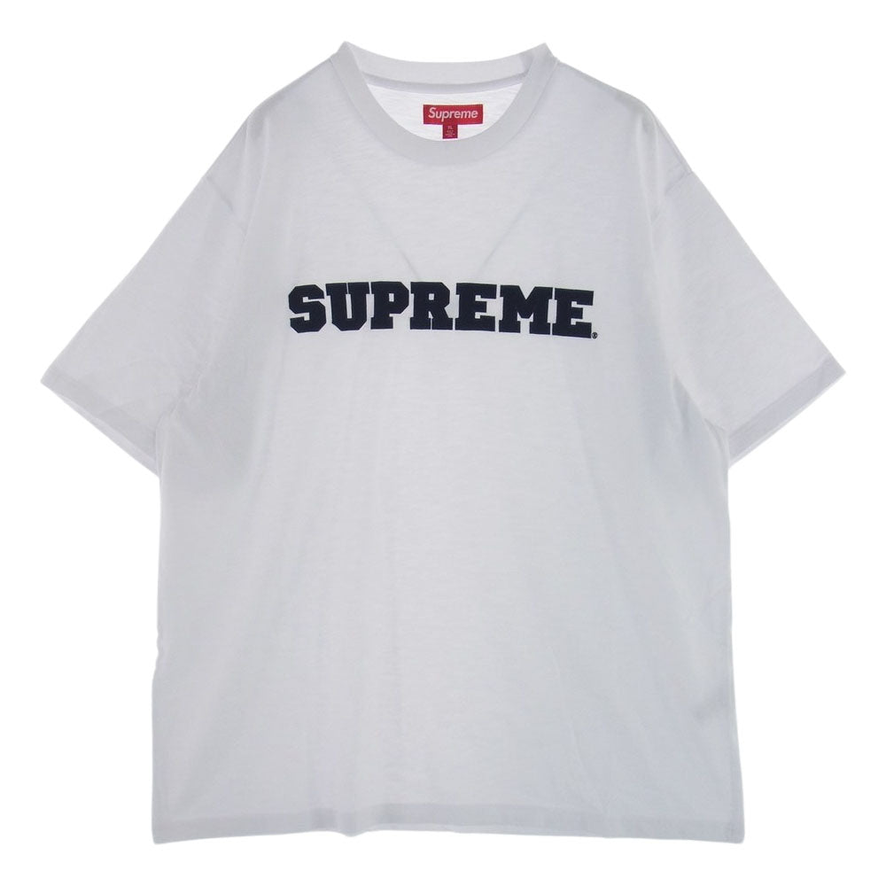 Supreme シュプリーム 23AW Collegiate S/S Top White カレッジ ロゴ ホワイト Tシャツ ホワイト系 XL【新古品】【未使用】【中古】