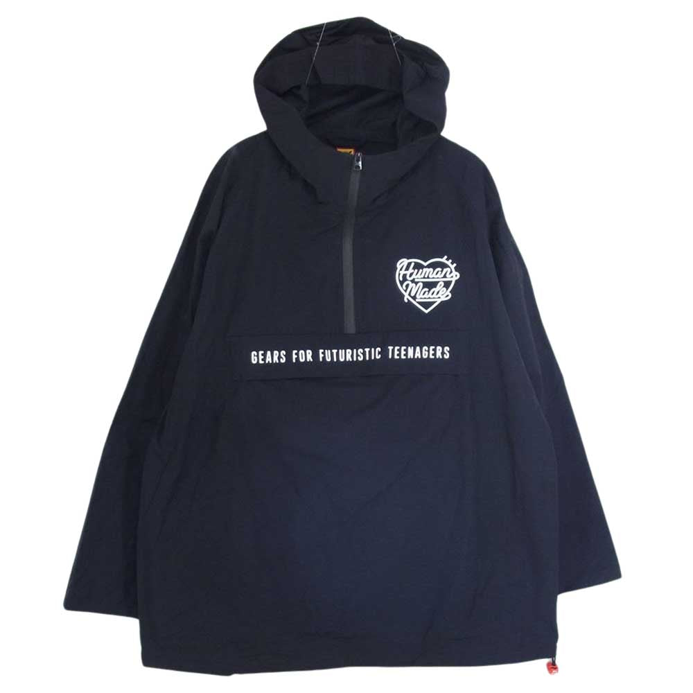 HUMAN MADE ヒューマンメイド 23SS Half Zip Anorak Jacket ハーフジップ アノラック ジャケット パーカー フーディー ブラック系 XL【中古】