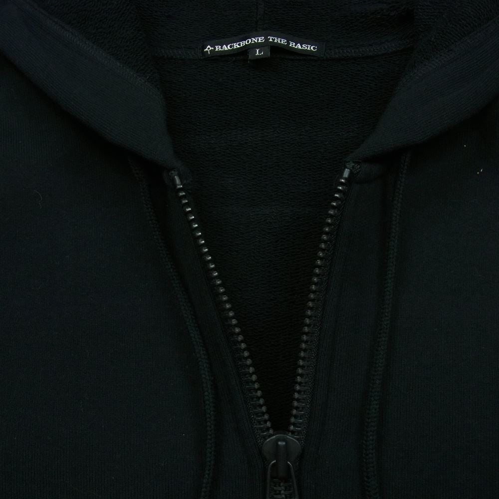 BACKBONE バックボーン 09AW BB09FW-SW100BK バック ロゴ刺繍 ワッペン フルジップ パーカー 日本製 ブラック系 L【美品】【中古】
