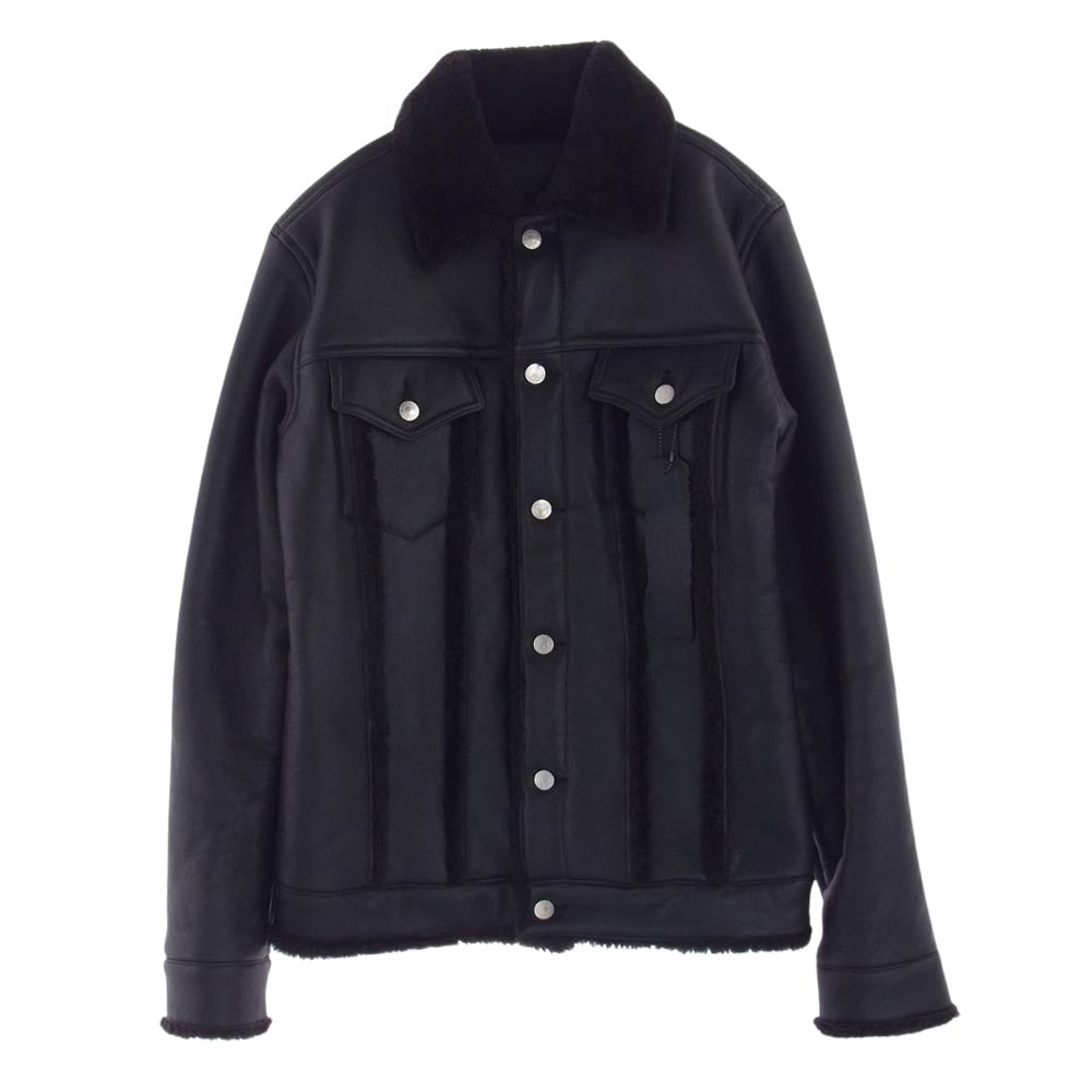 BACKBONE バックボーン 18AW BB18FW-LB10  MERINO MOUTON TRUCKER メリノ シープムートン レザー ジャケット ブラック系 L【極上美品】【中古】