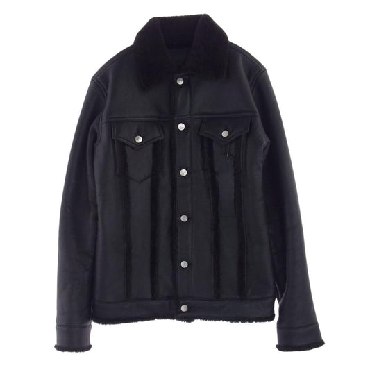 BACKBONE バックボーン 18AW BB18FW-LB10  MERINO MOUTON TRUCKER メリノ シープムートン レザー ジャケット ブラック系 L【極上美品】【中古】