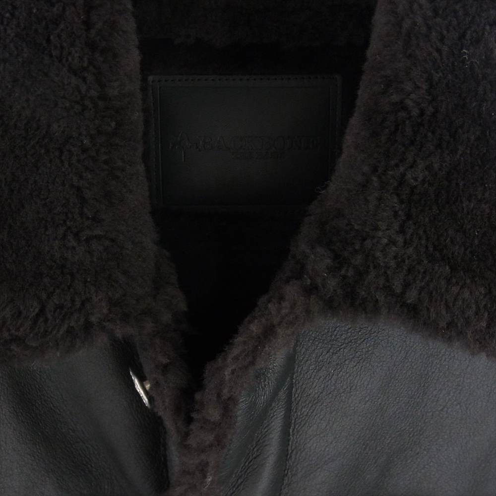 BACKBONE バックボーン 18AW BB18FW-LB10  MERINO MOUTON TRUCKER メリノ シープムートン レザー ジャケット ブラック系 L【極上美品】【中古】