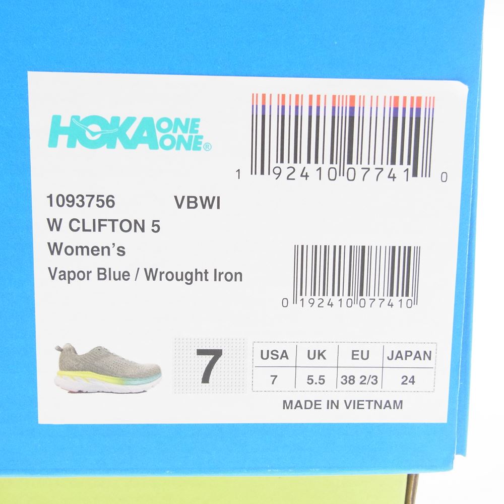 HOKA ONE ONE ホカ オネオネ 1016259 VBWI Womens CLIFTON5 Trail Running Shoes クリフトン トレイル ランニング シューズ スニーカー グレー系 24cm【極上美品】【中古】