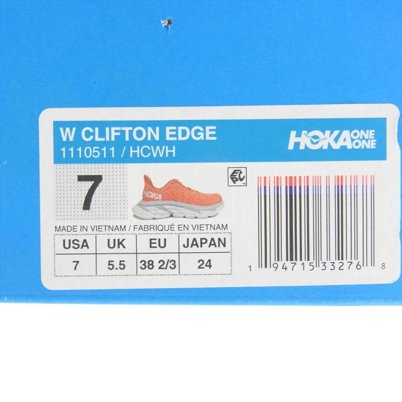 HOKA ONE ONE ホカ オネオネ 1110511 HCWH Womens CLIFTON EDGE Trail Running Shoes クリフトン エッジ トレイル ランニング シューズ スニーカー オレンジ系 24cm【極上美品】【中古】