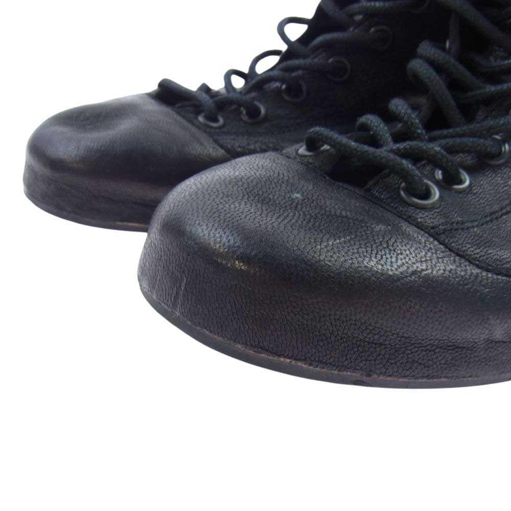 ヨウジヤマモト プリュスノアール 21SS ND-E04-763 PIECE DYE GOAT LACE UP FASTENER BOOTS サイドジップ レースアップ ブーツ ブラック系【中古】