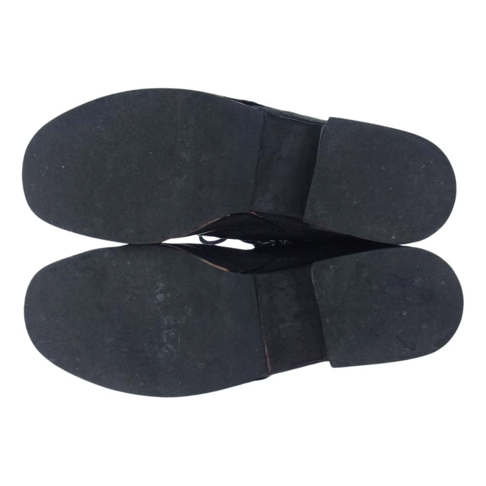 ヨウジヤマモト プリュスノアール 21SS ND-E04-763 PIECE DYE GOAT LACE UP FASTENER BOOTS サイドジップ レースアップ ブーツ ブラック系【中古】