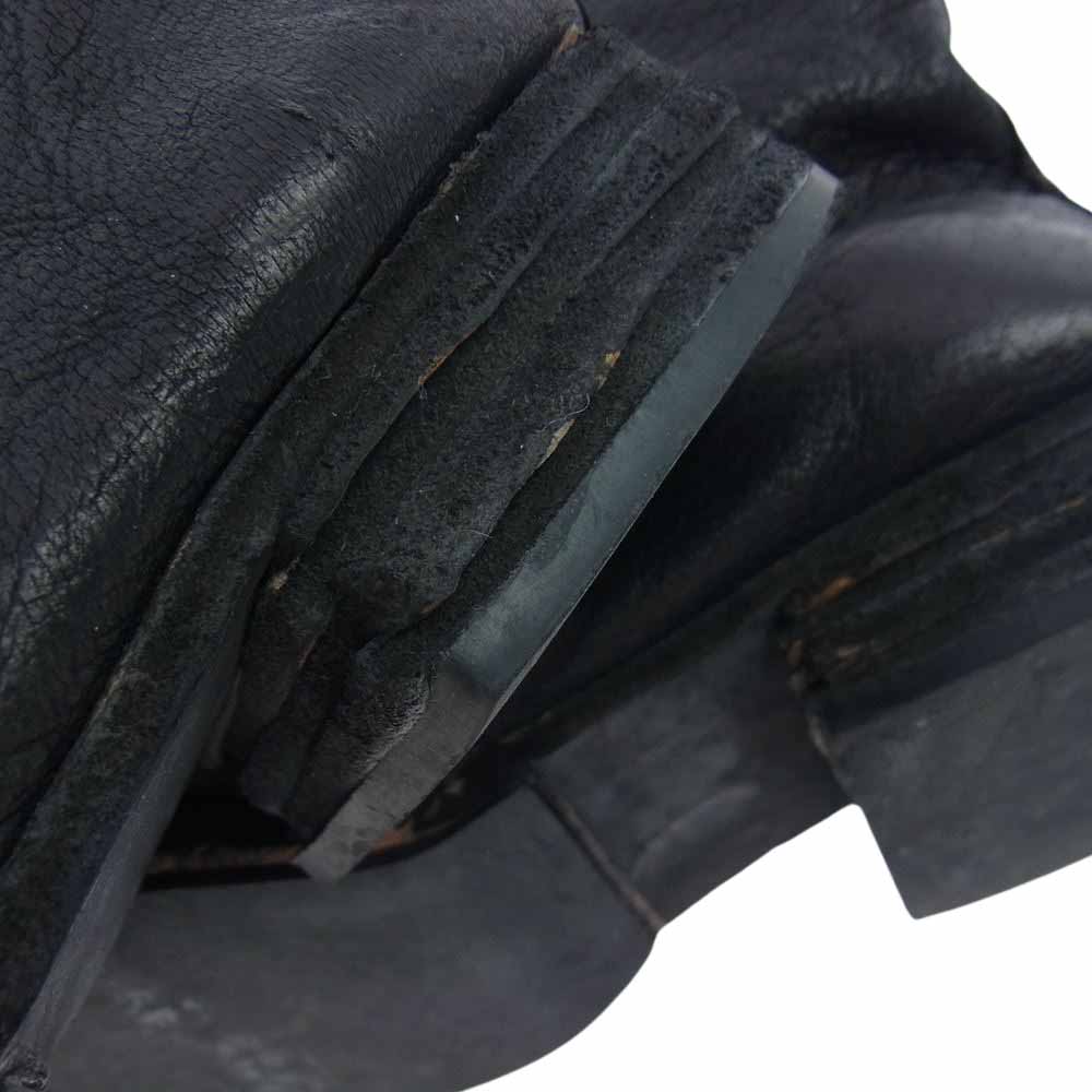 ヨウジヤマモト プリュスノアール 21SS ND-E04-763 PIECE DYE GOAT LACE UP FASTENER BOOTS サイドジップ レースアップ ブーツ ブラック系【中古】